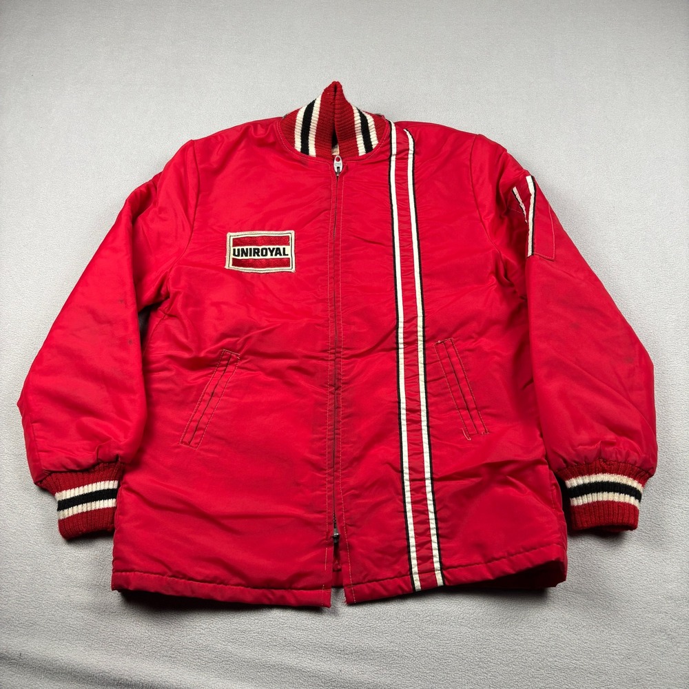Vintage Avon Sportswear Uniroyal Racing Jacket Red Quilted Mens Motorcross